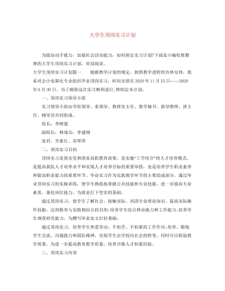 大学生顶岗实习计划3
