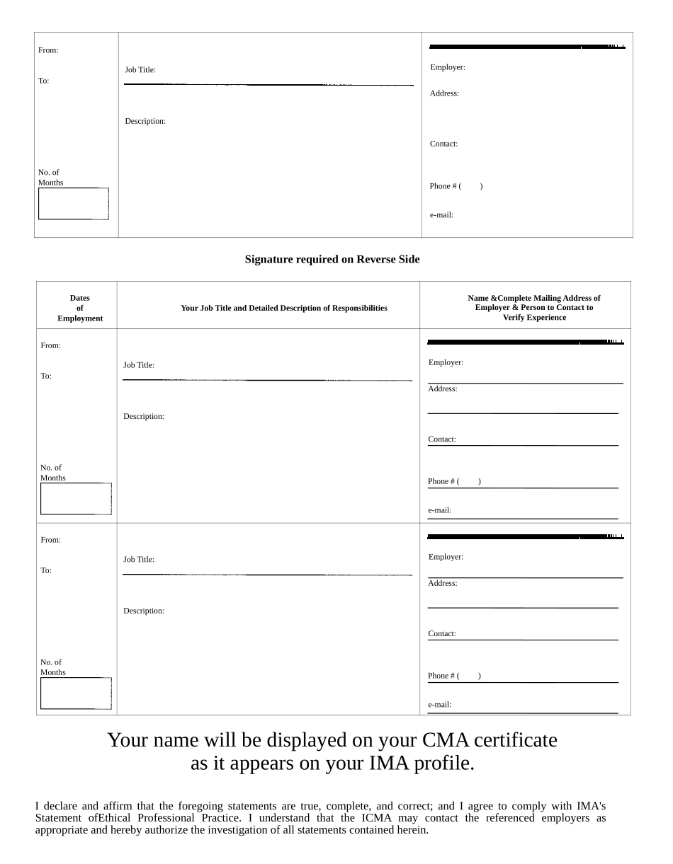 CMA工作经验申请表(空白)_第2页