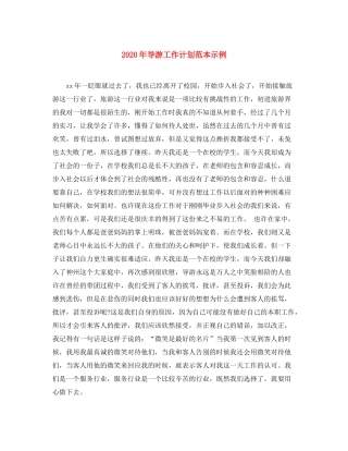 2020年导游工作计划范本示例