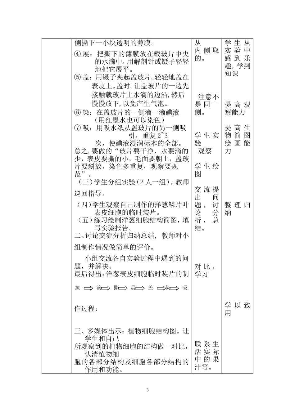 《制作洋葱表皮细胞临时装片》教学设计_第3页