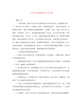 大学生志愿服务队工作计划