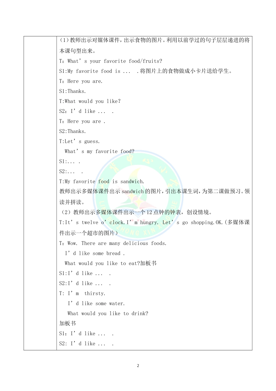 Unit3-What-would-you-like-教学设计_第2页