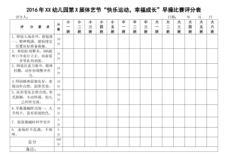 2016年幼儿园早操比赛评分表-新