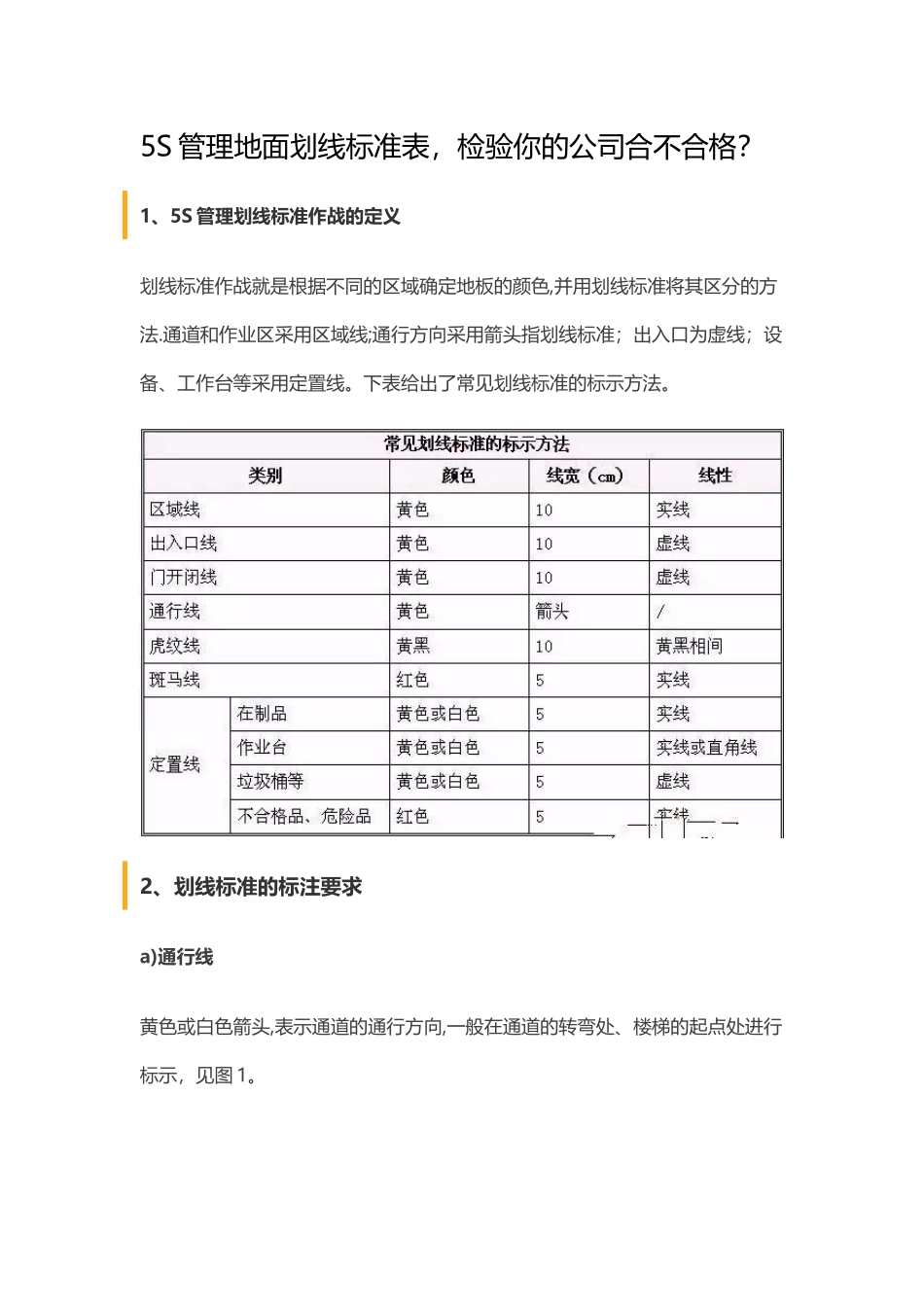 5S管理地面划线标准表_第1页