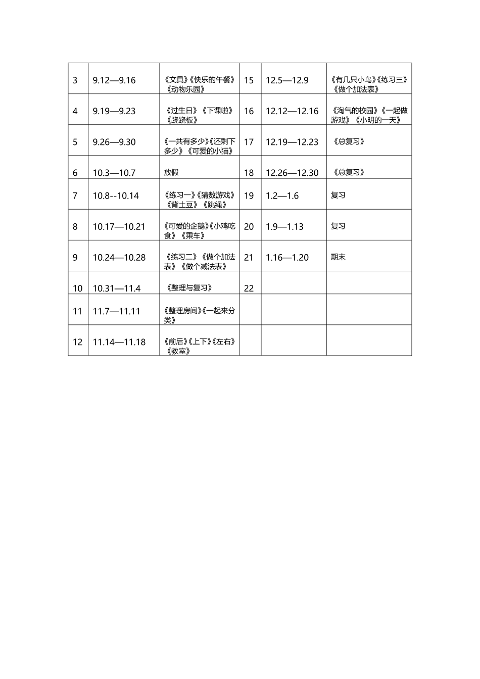 2016年北师大版一年级上册数学教学计划_第3页