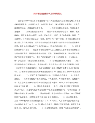 2020年协会会长个人工作计划范文