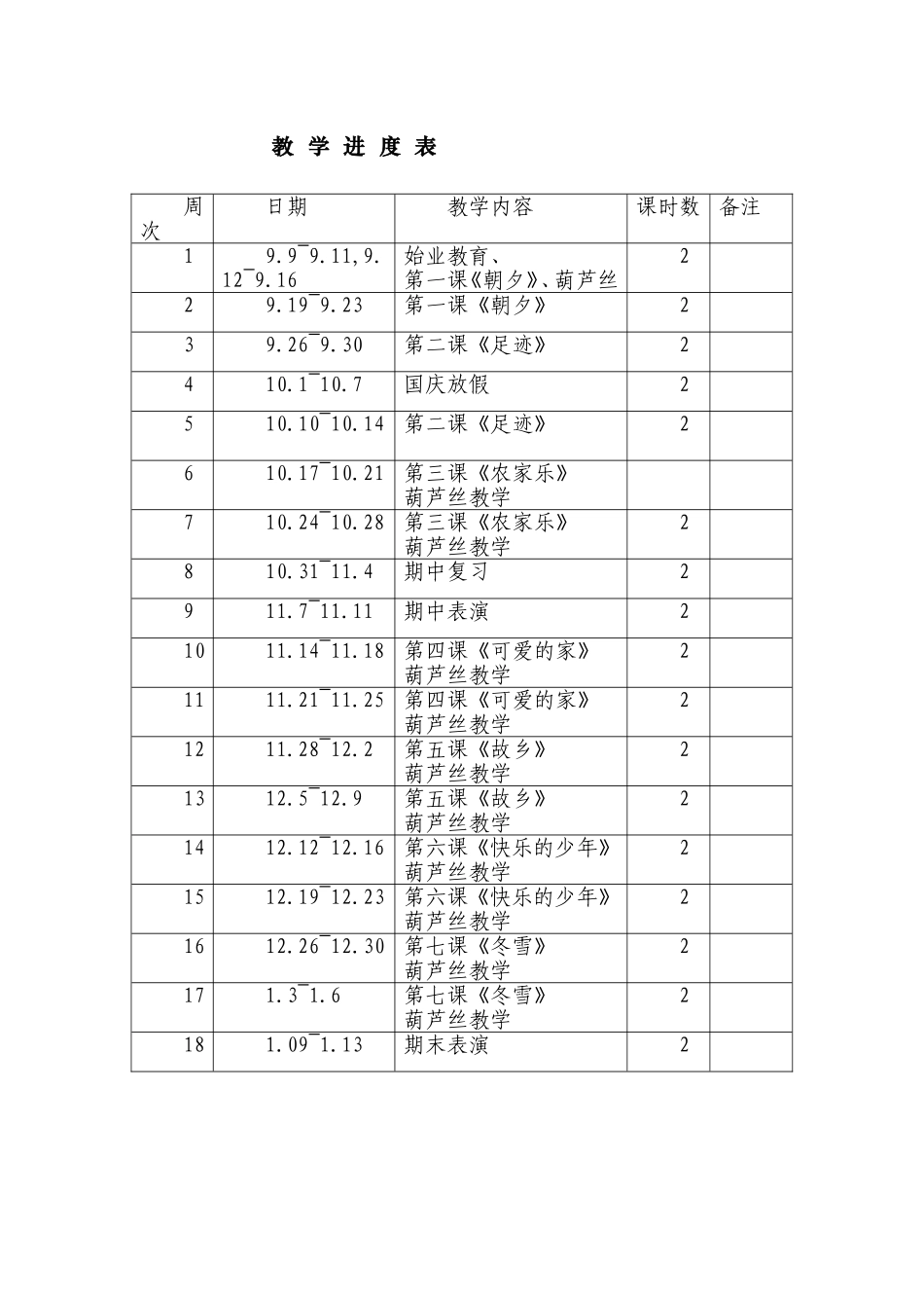 2016人音版五年级上册音乐教学计划_第3页