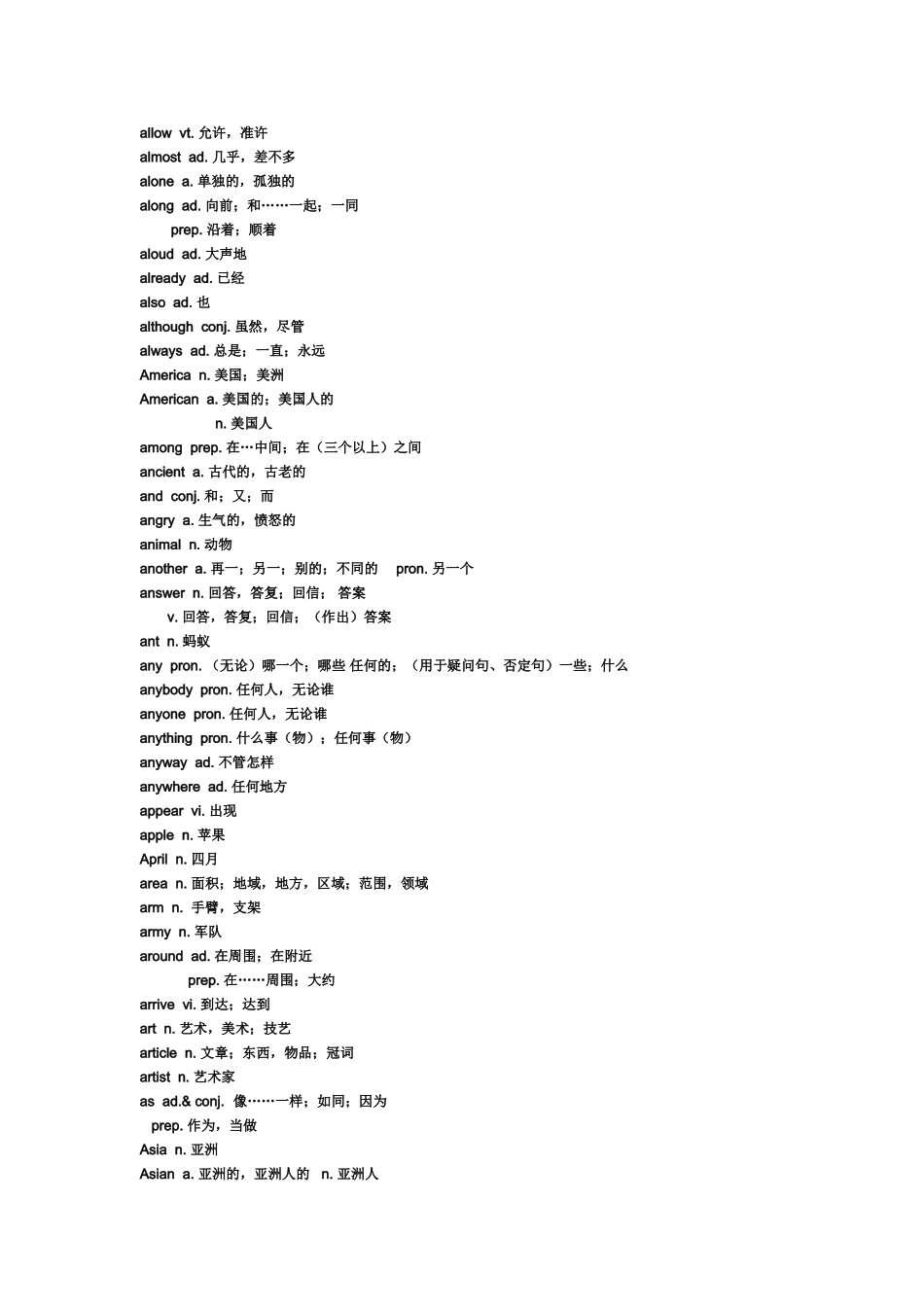 2018年安徽省中考英语-考试纲要-1600词汇1_第2页