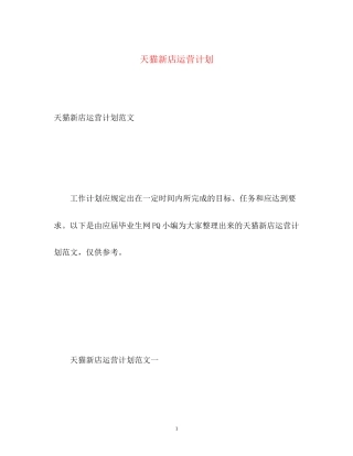 天猫新店运营计划