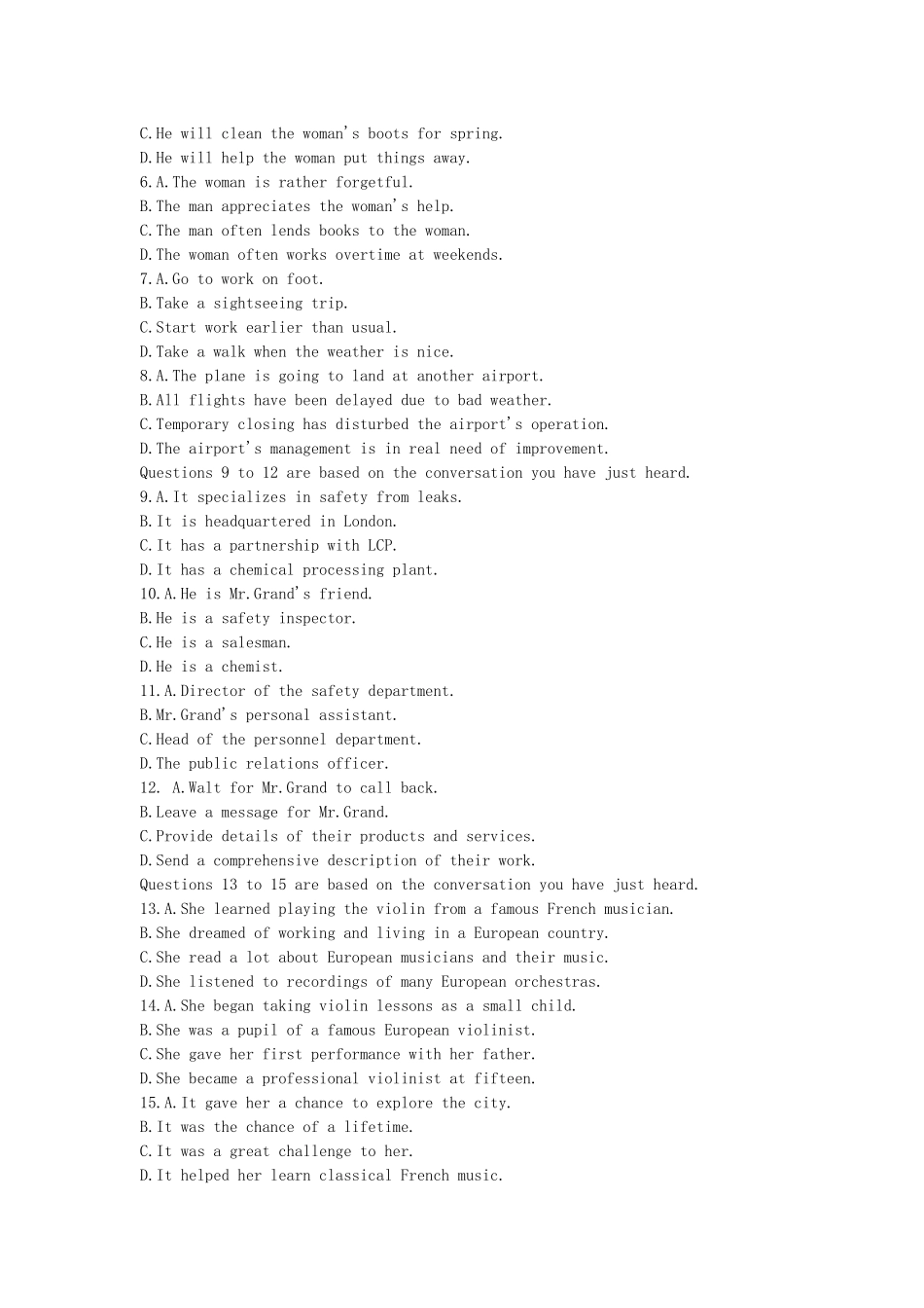 2015年6月英语四级考试真题(第一套).doc_第2页