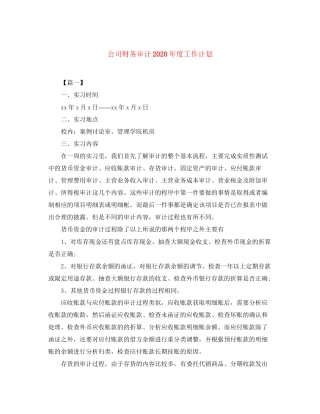 公司财务审计年度工作计划