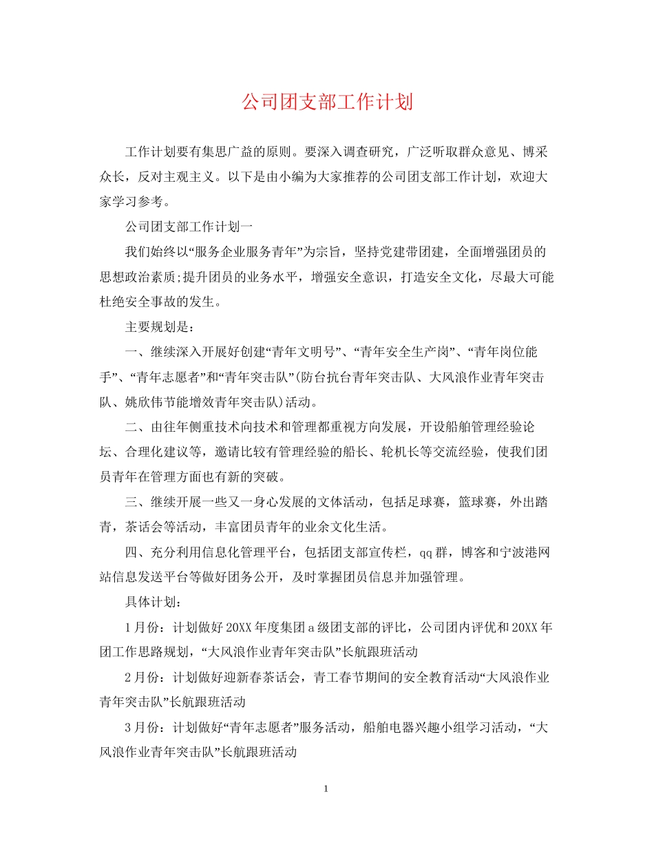 公司团支部工作计划_第1页