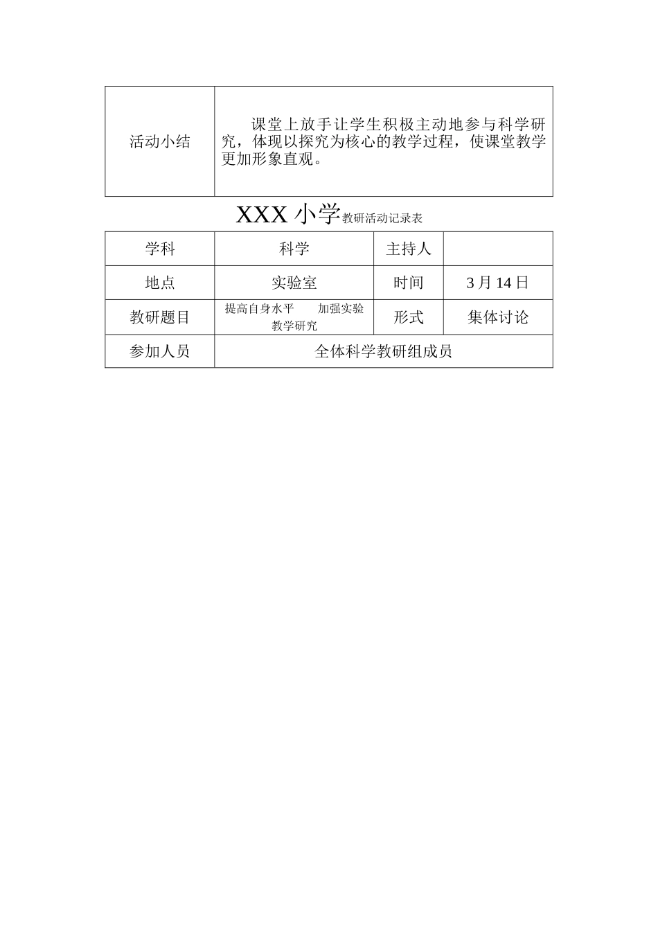 2017年度第二学期小学科学教研活动记录表_第2页