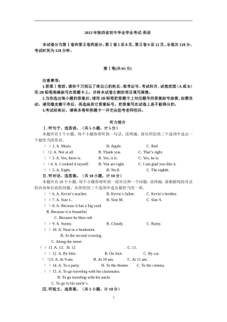 3.【2013年陕西省初中毕业学业考试·英语】