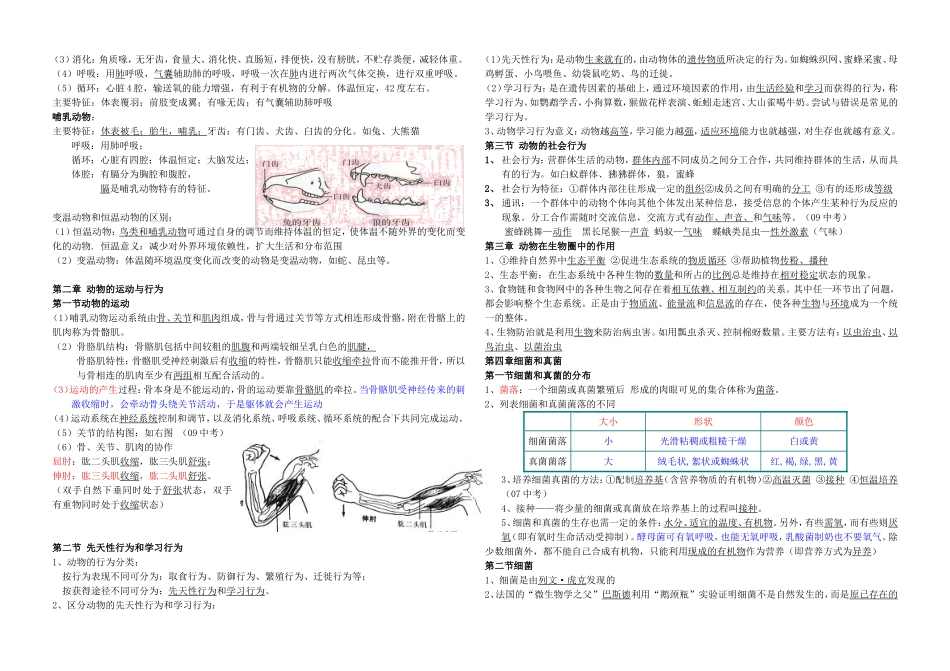 2018-人教版-八年级生物上册期末全面总复习最新知识点总结_第2页