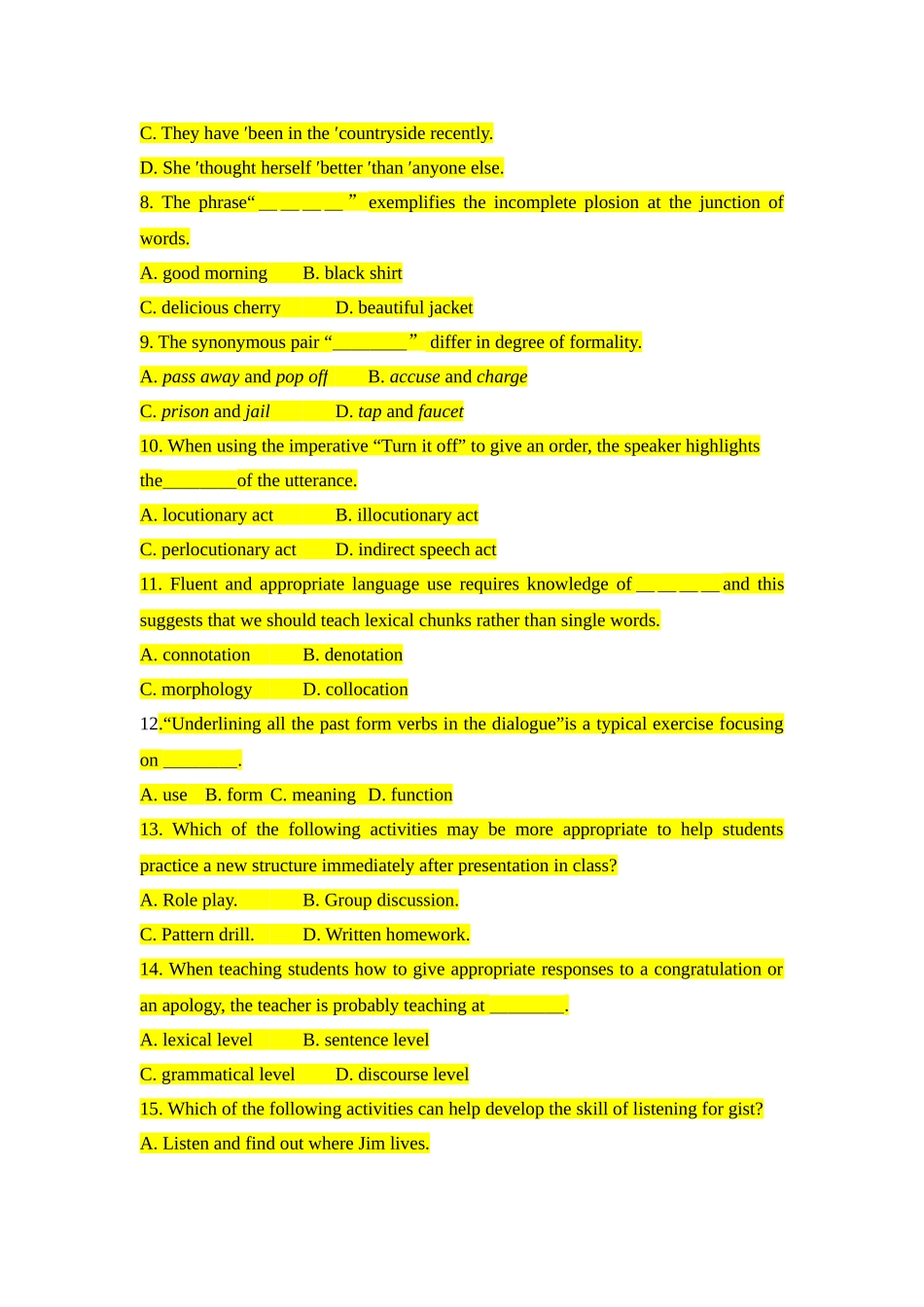 2016年上半年初中英语教师资格考试真题试卷(完美word版)_第2页