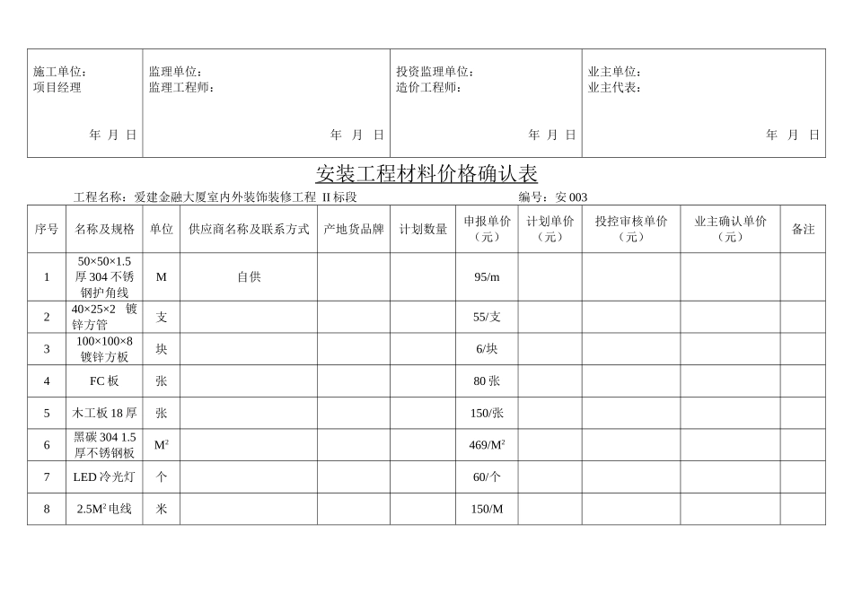 安装工程材料价格确认表_第2页