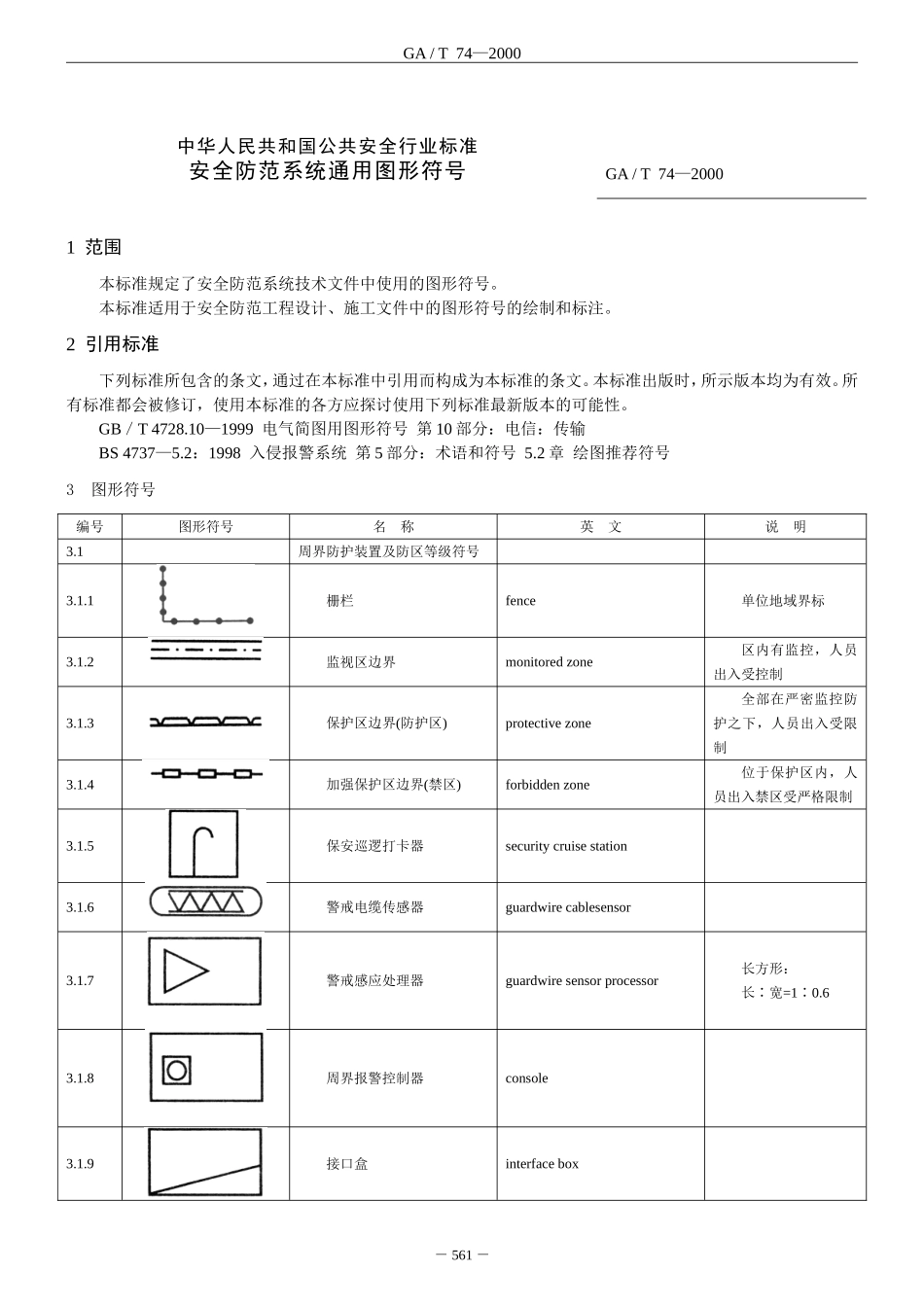 GA-T-74-2000-安全防范系统通用图形符号_第1页