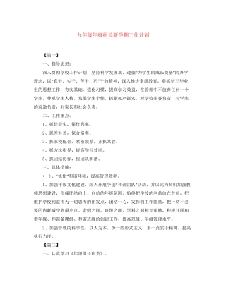 九年级年级组长新学期工作计划