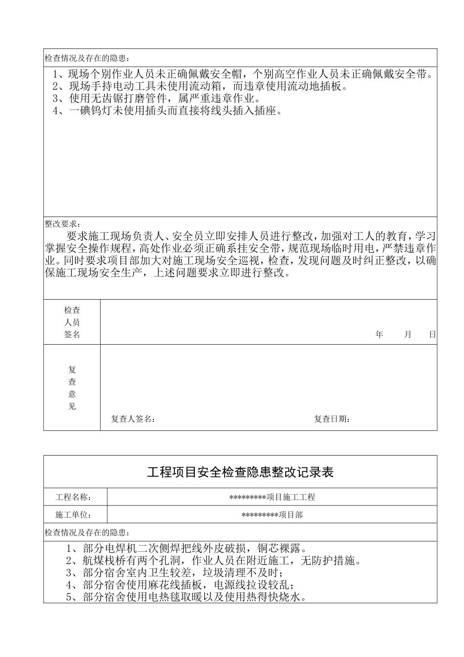 安全隐患整改记录表_第2页