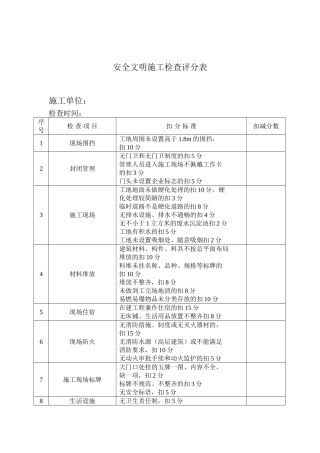 安全文明施工检查评分表