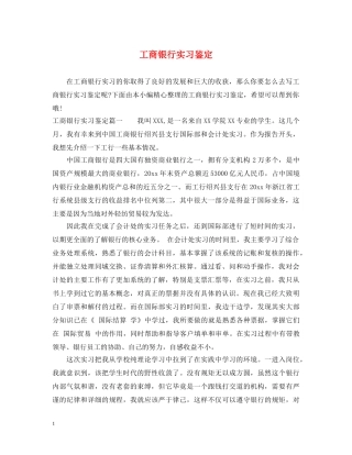 工商银行实习鉴定 
