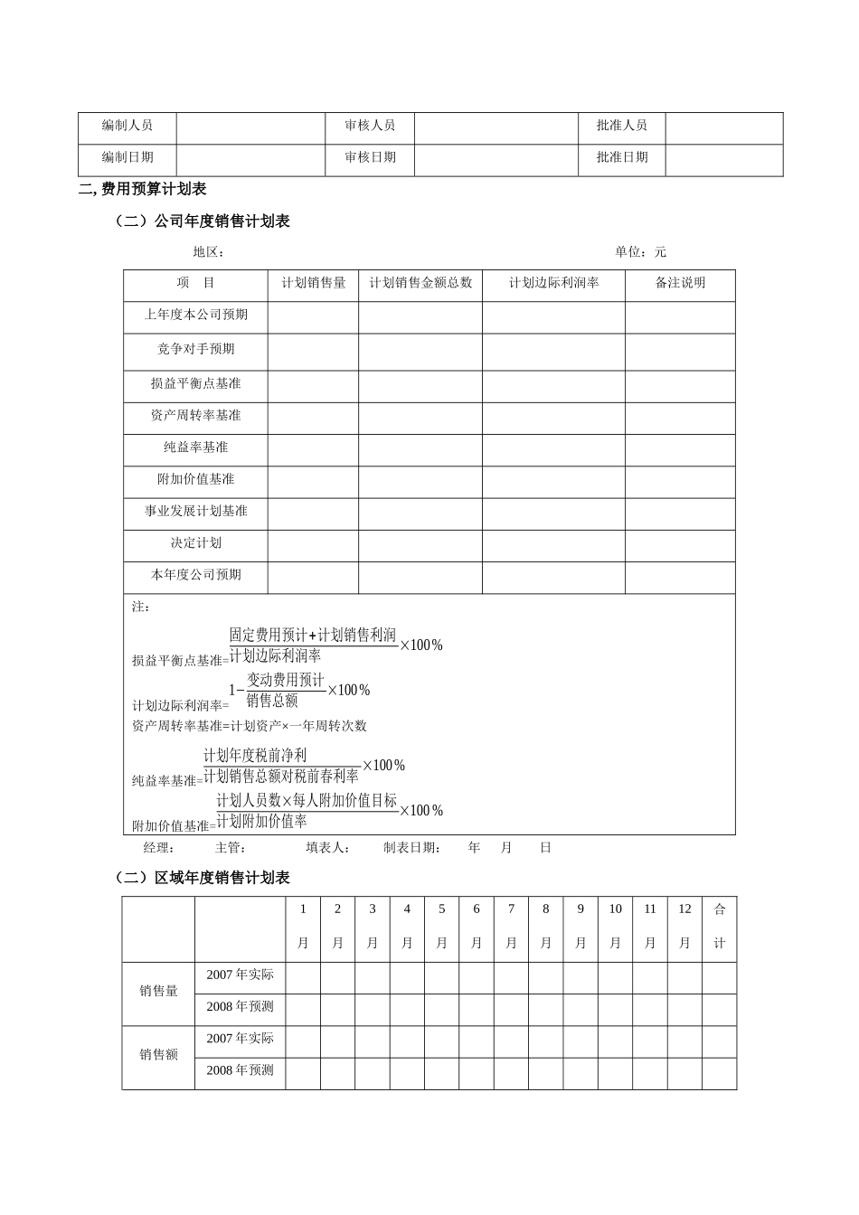 201x度年营销计划书及公司年度销售计划表_第3页