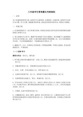 班级学生管理量化考核表