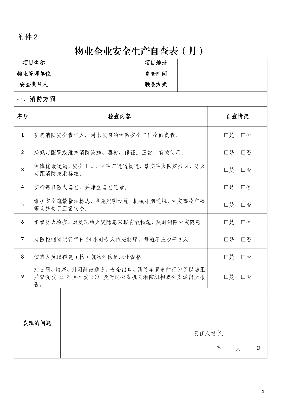 5-1物业企业安全生产自查表_第1页