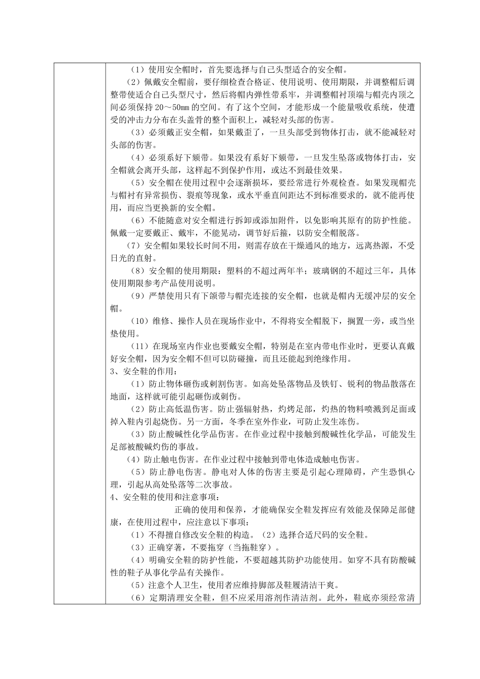 安全教育培训记录表之劳保用品使用安全教育_第2页