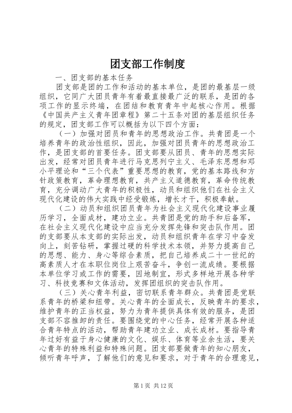 团支部工作制度_第1页