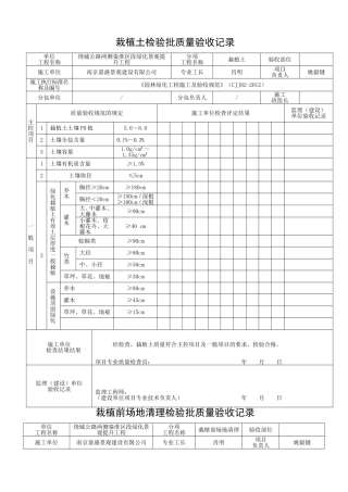 《园林绿化工程施工及验收规范》(CJJ82-2012)表格