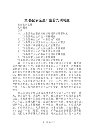 XX县区安全生产监管九项制度