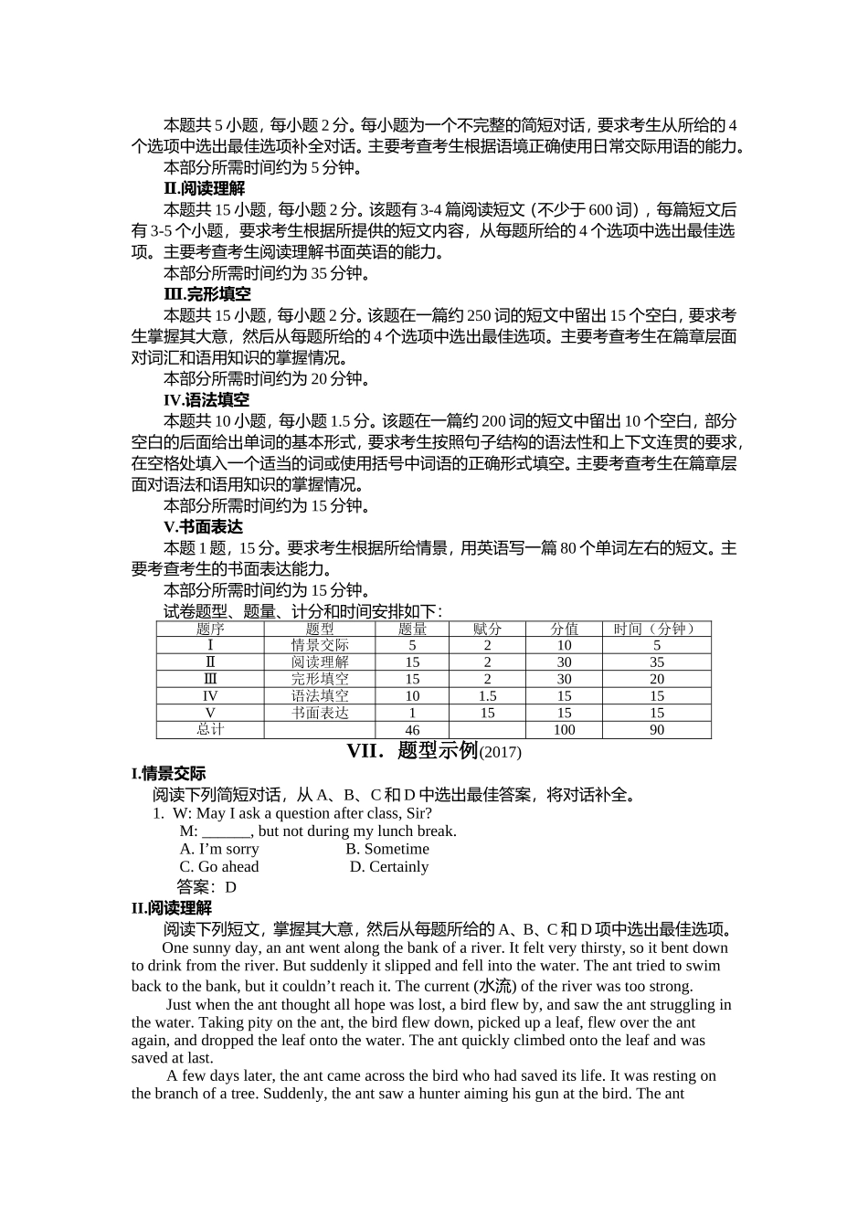 2018年广东省普通高中学业水平考试英语科考试大纲(含样题)_第2页