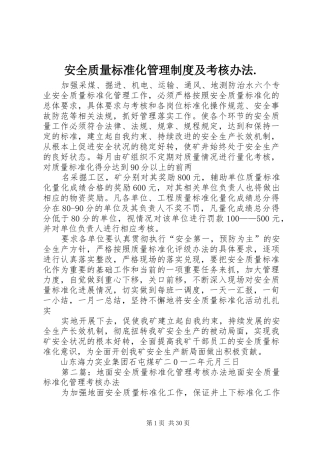 安全质量标准化管理制度及考核办法.