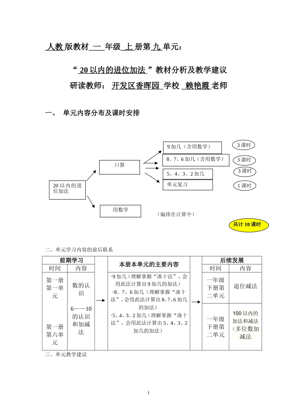 20以内的进位加法教材分析表_第1页