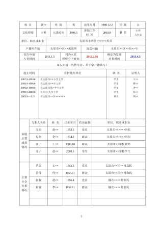 2、《入党积极分子培养考察登记表》模版(表格)(2015.7)