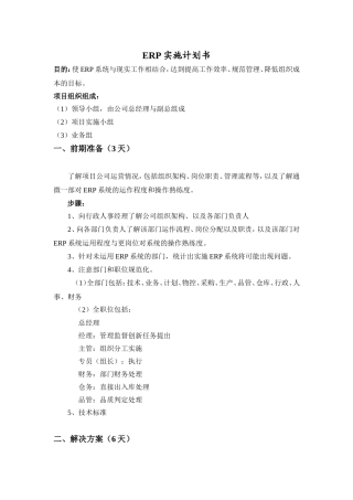 ERP实施计划书