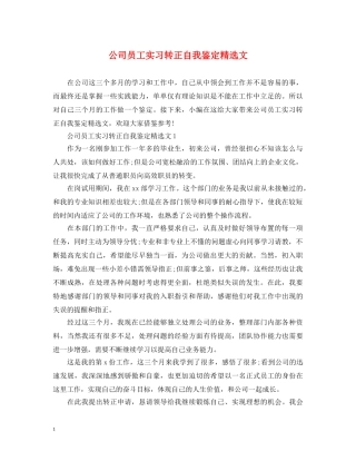 公司员工实习转正自我鉴定精选文 