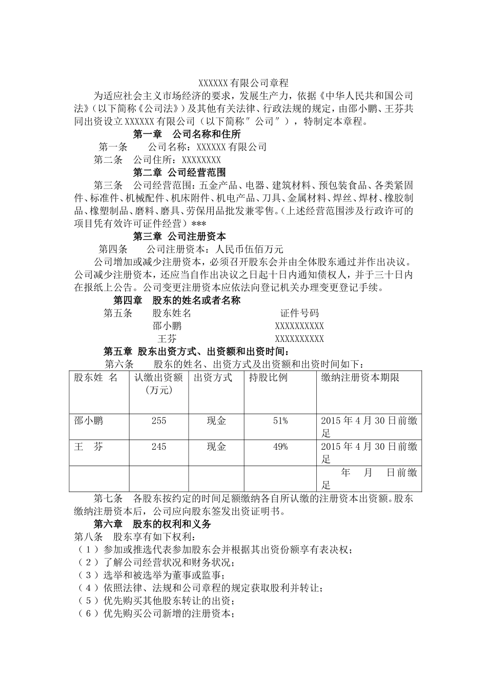 2018版有限公司章程范本_第1页