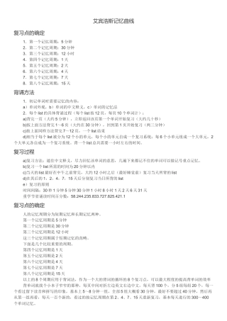 艾宾浩斯记忆曲线+背单词计划表