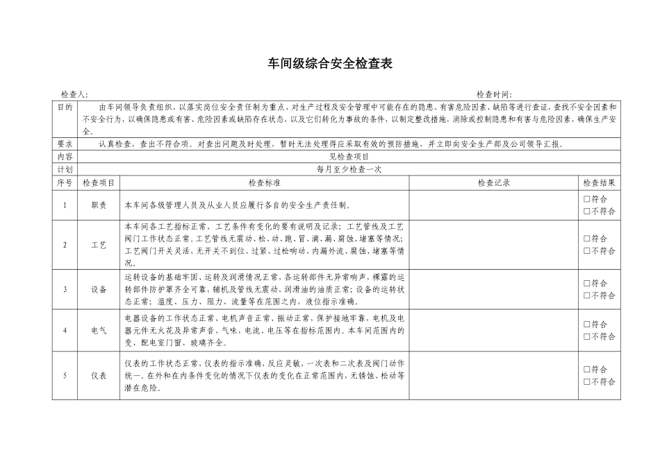 安全检查表(综合、专项、日常、节假日、季节)_第3页