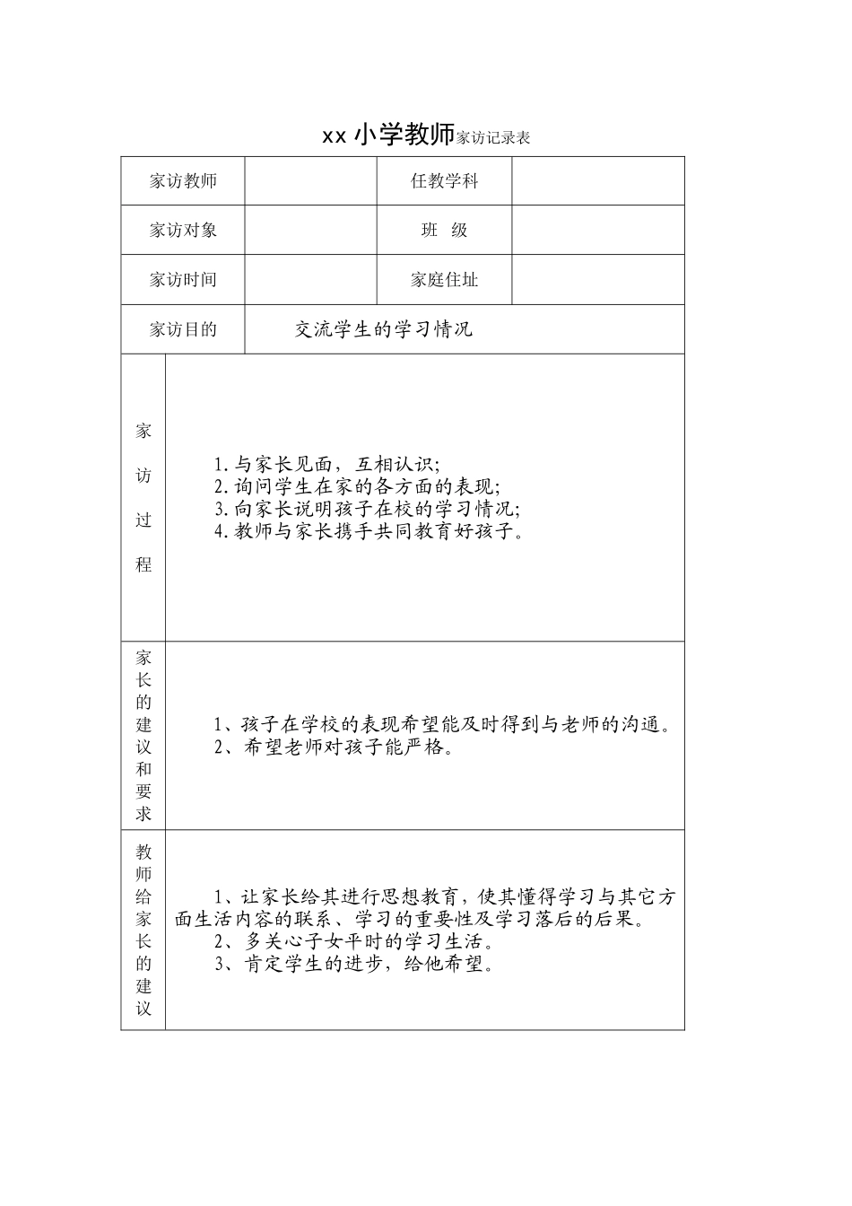 1小学教师家访记录表_第1页