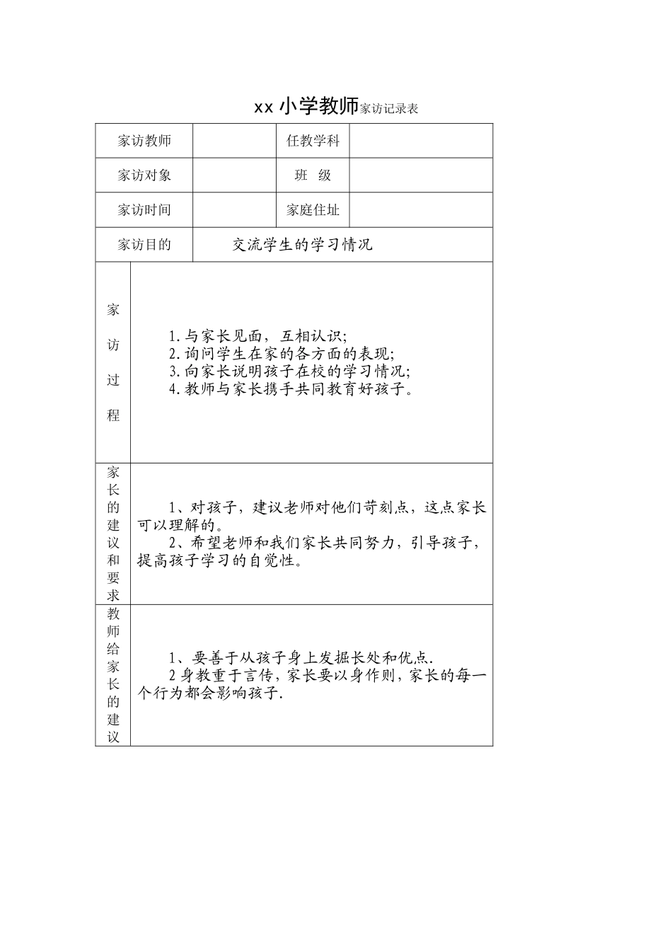 1小学教师家访记录表_第2页