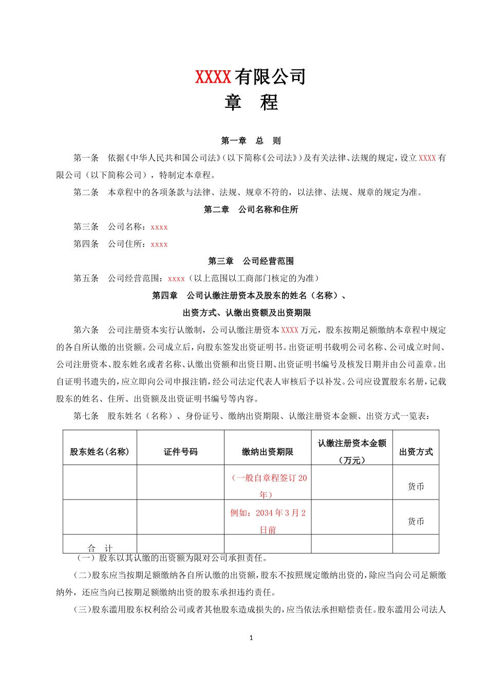 2017最新有限责任公司章程范本_第1页
