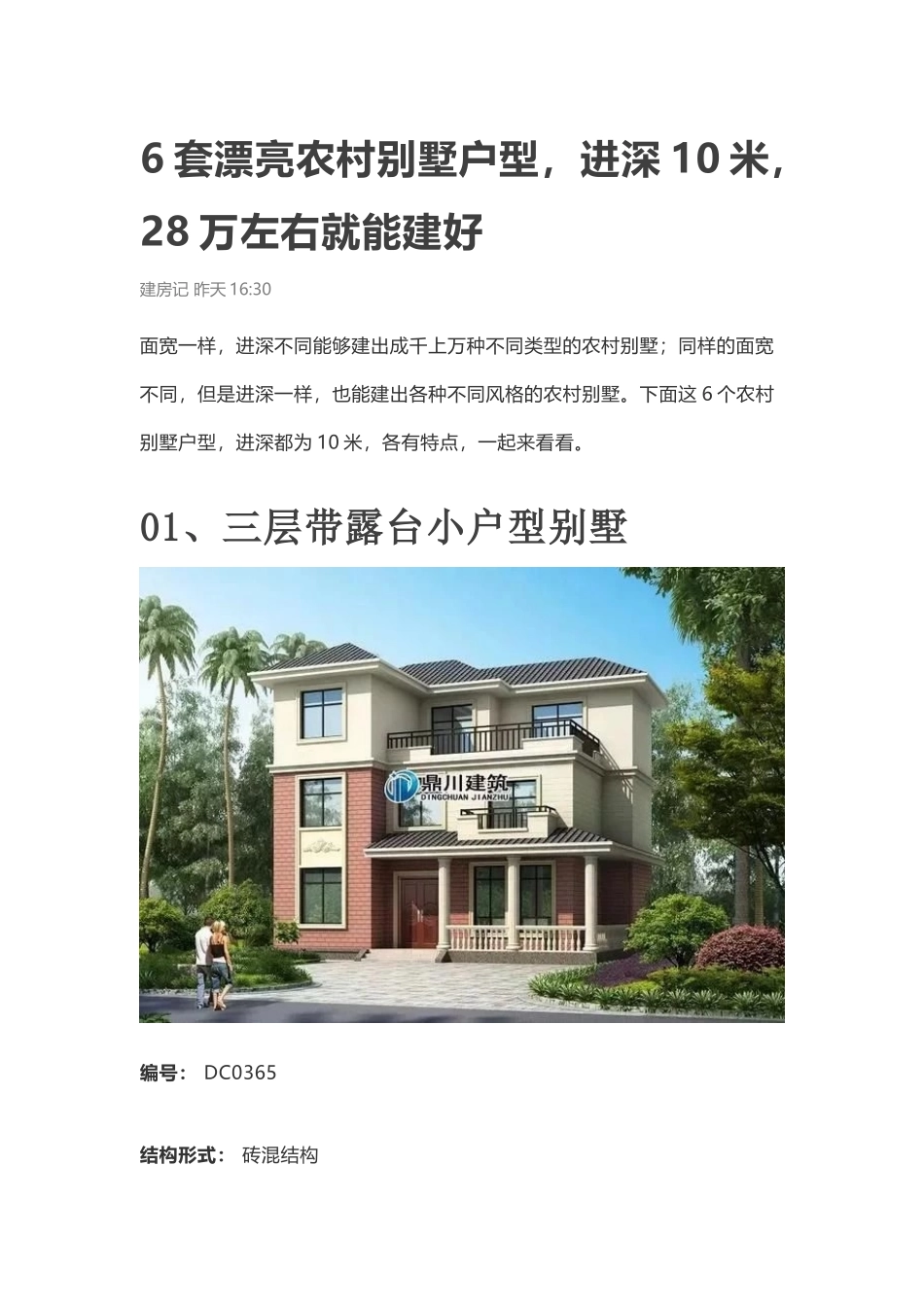 6套漂亮农村别墅户型设计_第1页