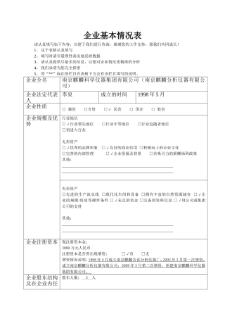 1企业基本情况表1