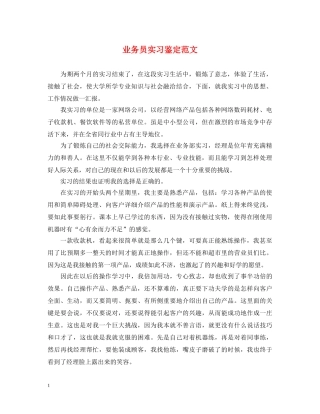 业务员实习鉴定范文 