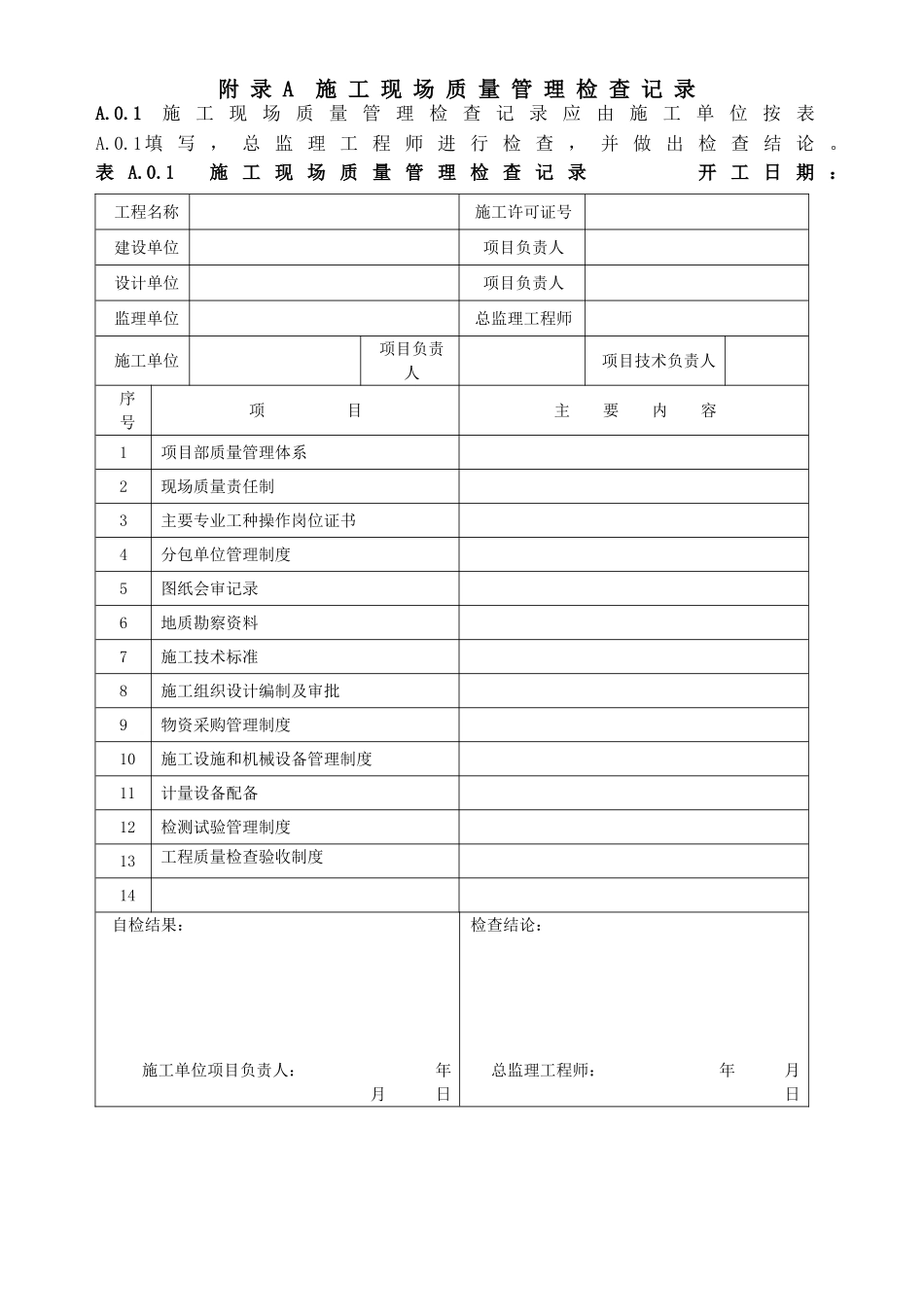 GB50300-2013建筑工程施工质量验收统一标准附表word版666666_第1页