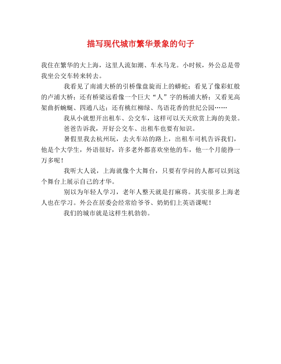 描写现代城市繁华景象的句子 _第1页
